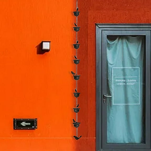 Vintage Bird Rain Chain for Gutters - Decorative Gutter Downspout with Attached Hanger, Dark Bronze Outdoor Rain Catcher, Garden Water Feature & Drainage Solution for Heavy Rain