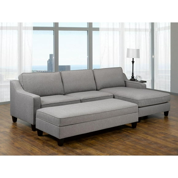 Sonia RHF Sectional with Storage Ottoman, Grey