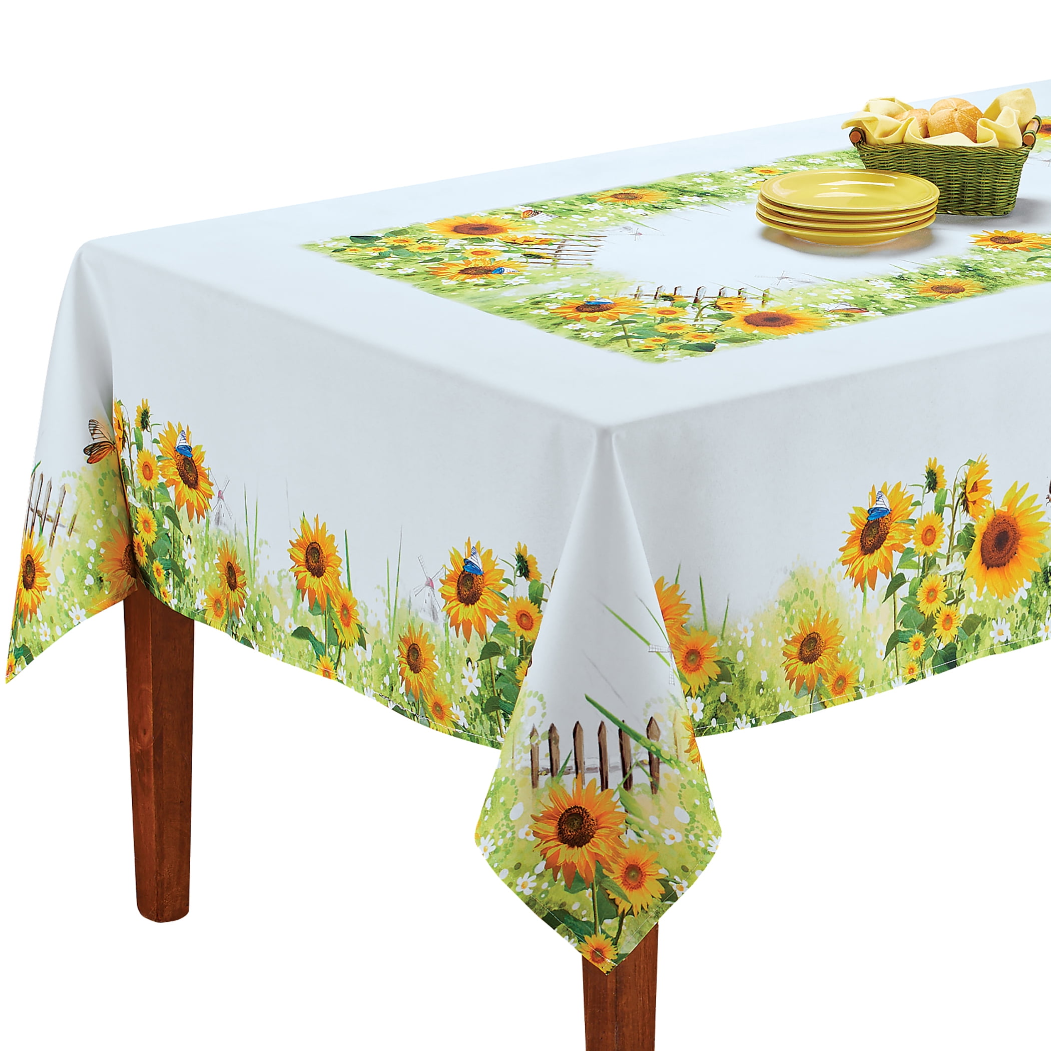 Details about   Bright Sunflower Extra Wide Polyester Cotton Blend Tablecloth 86" x 86"