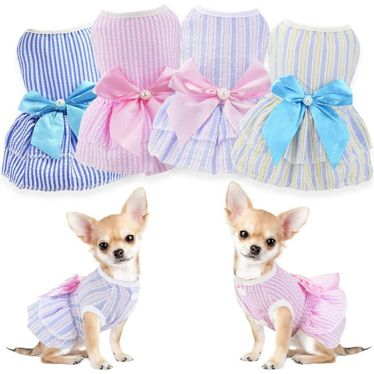 Small Dogs Girl Summer Cute Pet Puppy Dress 4 Pack Extra Small Dog