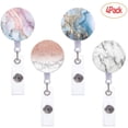 thumbnail image 2 of LAICAIW Marble Retractable Badge Reels with Alligator Clip, Assorted Colors, 4 Pack, 2 of 2