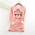 thumbnail image 1 of Vêtements d'Automne pour Filles Femmes et Hiver Décontracté Mode Tempérament Peluche Chaude sous-Couche Imprimé de Noël Manches Longues Col Rond Hauts Tenues de Sortie en Solde, 1 of 6