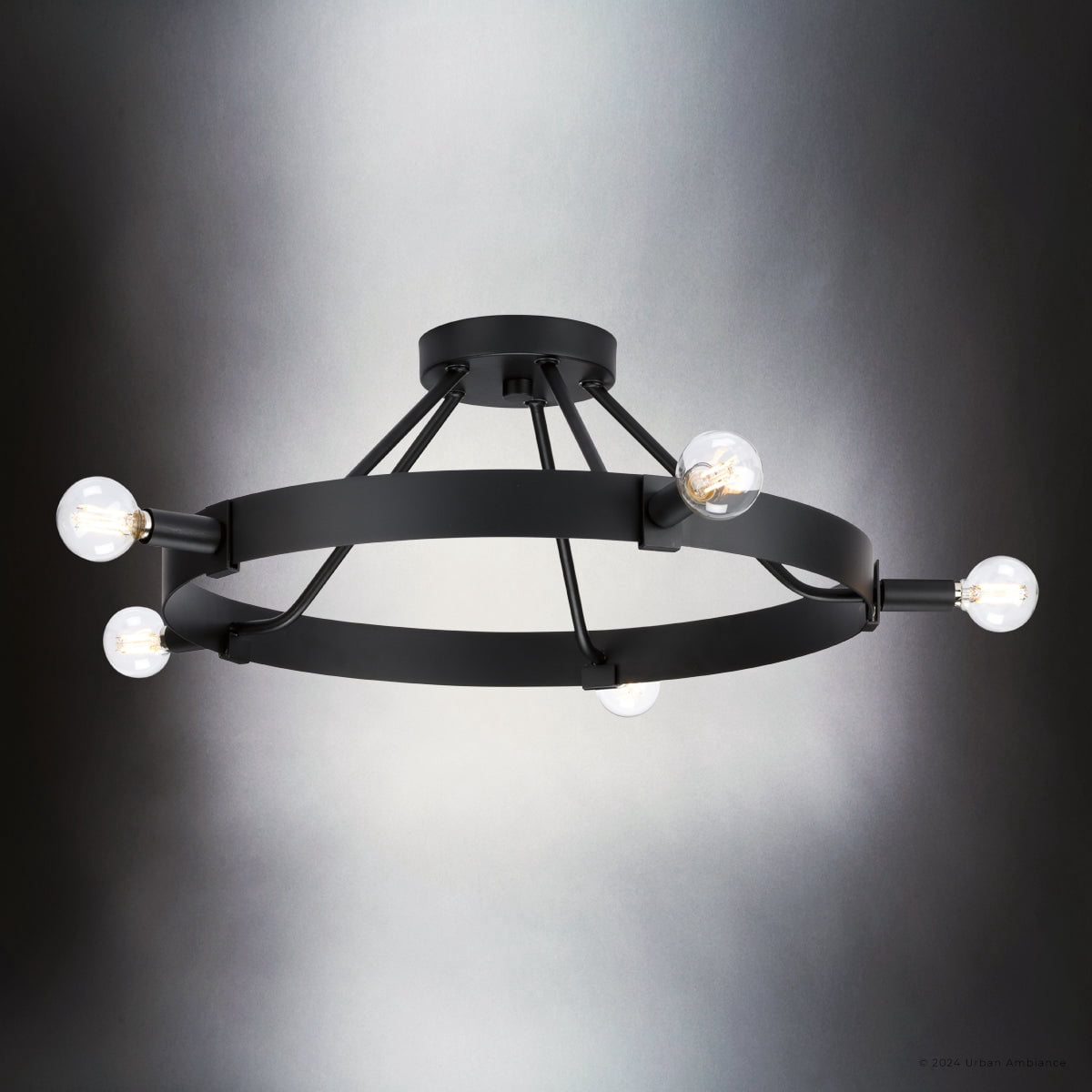 Luxury Modern Farmhouse Ceiling Light, Matte Black, UHP4482