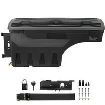 KFFKFF Truck Bed Storage Box, 6.6 Gal/20 L Waterproof ABS Wheel Well Tool Box with Password Padlock, Lockable Lid, Compatible with Tundra 2007-2021, Driver Side, Black