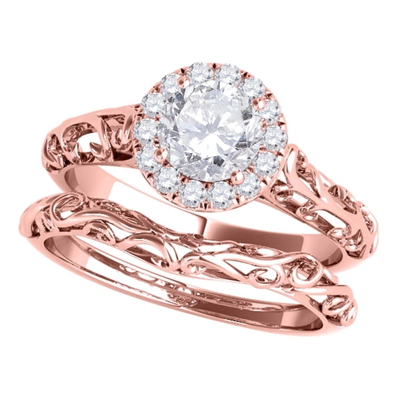 Mauli Jewels Engagement Rings for Women 0.50 Carat Diamond Engagement Bridal Ring Prong-Setting 14K Solid Rose Gold