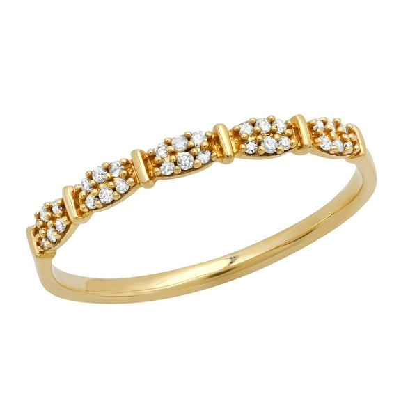 Dazzlingrock Collection Round White Diamond Vintage Style Anniversary Wedding Stackable Band for Women (0.10 ctw, Color I-J, Clarity I2-I3) in 10K Yellow Gold, Size 8.5
