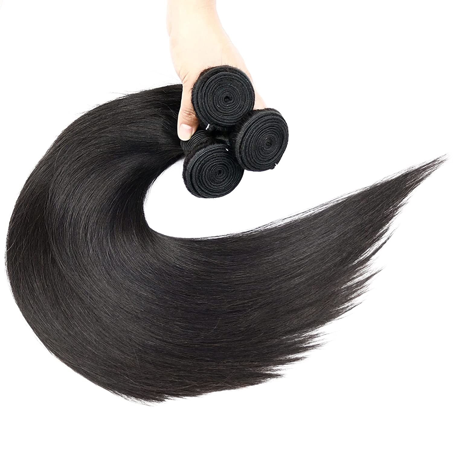 Brazilian Straight Hair 10A Unprocessed Straight Human Hair 3 Bundles Virgin Hair Straight Bundles Natural Color Can Be Dyed and Bleached (14" 14" 14")