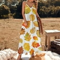 thumbnail image 2 of Autumn Harvest Maple Leaves Thanksgiving Sleeveless Dress Woman Fashion Long Dresses Women's Summer Suit Dress Summer 2025 Women, 2 of 7