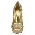 thumbnail image 2 of XYD Women Dazzled Rhinestone Peep Toe Platform Pumps Slip-on Wedge High Heels Evening Shoes Size 6 Gold, 2 of 4