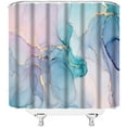 thumbnail image 3 of Abstract Marble Shower Curtain Blue Pink Teal Purple Texture Luxury Modern Stripes Ombre Granite Liquid Watercolor Art Pattern into a Work of Art Includes Hooks (36" Wx70H), 3 of 3