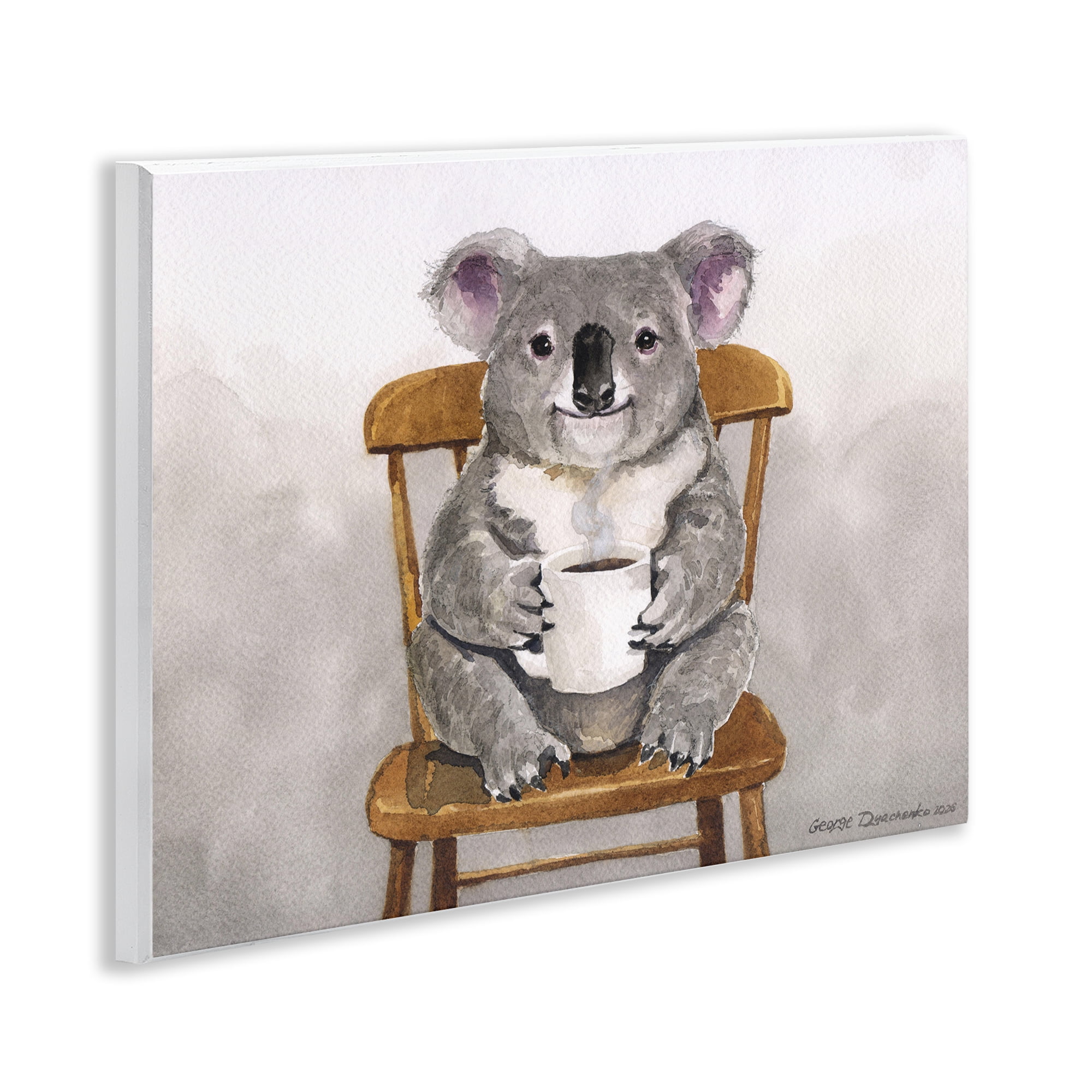 Stupell Industries Koala with Coffee Mug Wall Plaque Art, design by George Dyachenko