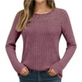 thumbnail image 2 of Womens Fall Casual Ribbed Knit Pullover Loose Hollow Out Long Sleeve T Shirts for Women Fashion Clothing Womens Long Sleeve Tops Spring Fashion 2026 Clothes, 2 of 7