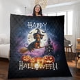 thumbnail image 2 of Happy Halloween Dachshund Witch Pumpkins Bats Quilt Blanket Wiener Dog Lover Gifts Idea Cozy Comforter Throw Blanket - 13012, 2 of 5