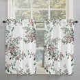 thumbnail image 2 of Christmas Botanical Kitchen Curtain 2 Panels Tiers Curtains 45 Inch Length, Xmas Berry Watercolor Green Botanical Curtains Rod Pocket Curtains Window Drapes Treatment Window Cafe Curtains, 2 of 5