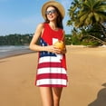 thumbnail image 3 of Daiia USA Switzerland Imprimé Robes pour Femmes 2025 Tendance Manches Courtes Robes Décontractées Amples Fluides Maxi Robes de Soleil, 3 of 7