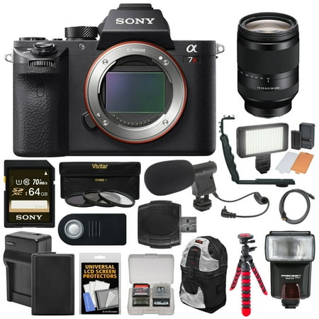 Sony Alpha A7R II 4K Wi-Fi Digital Camera Body with 24-240mm Lens + 64GB Card + Battery + Charger + Backpack + Flash + LED + Tripod + Kit