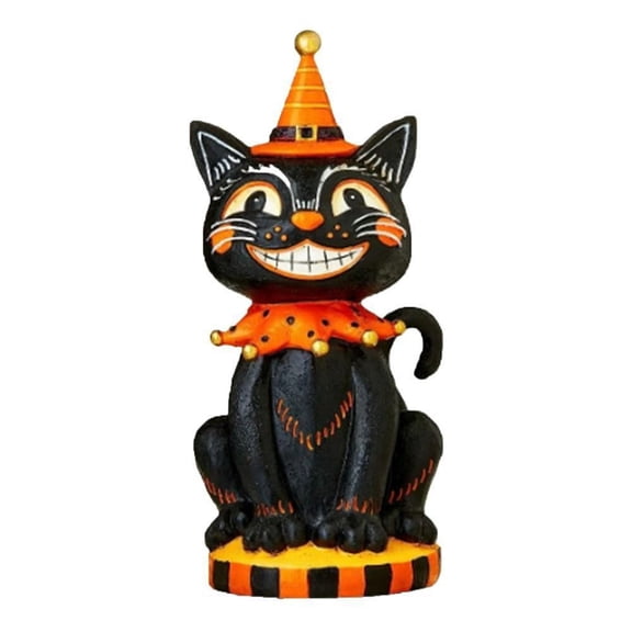 Vintage Halloween Black Cat Decor,9.8" Small Resin Vintage Halloween Figurines Table Decorations For Home,Indoor Tabletop Desk Mantel Tiered Tray Kitchen Decoration Home Decor