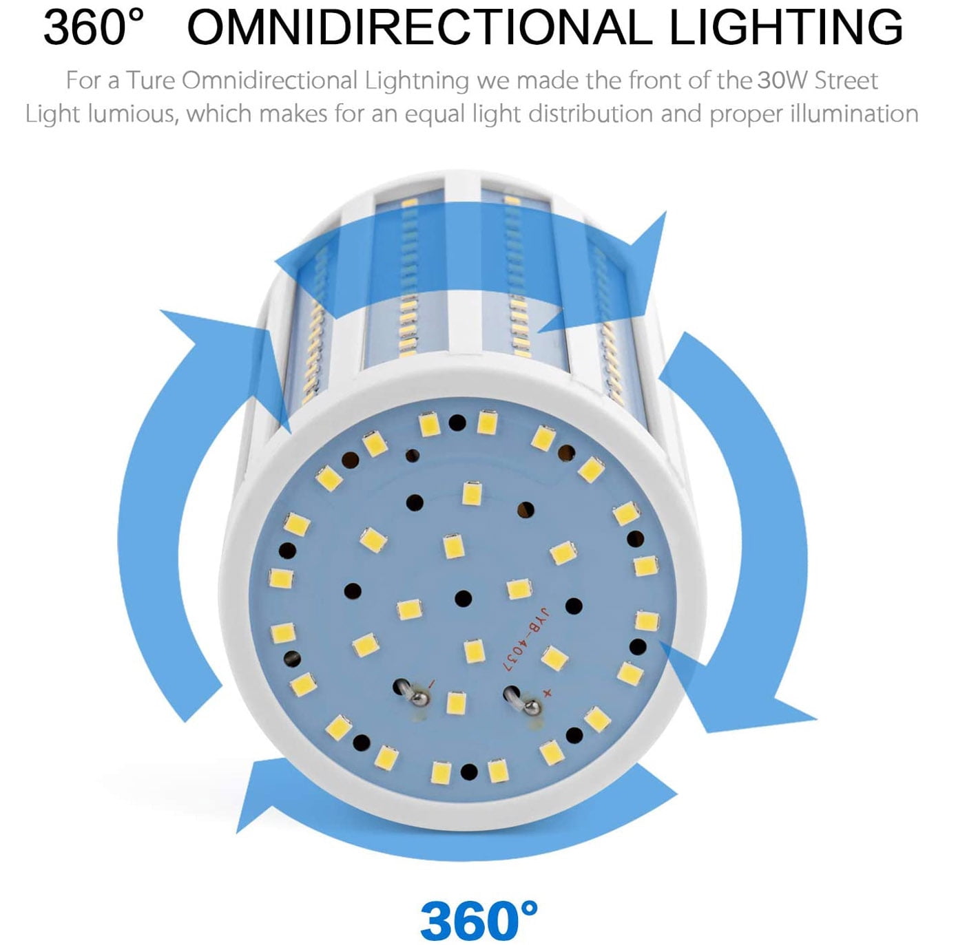 Huge Super Bright 30W LED Light Bulb, 200W Equivalent 144-Chip Corn Light E26 COB Bulb 3000lm 6000K White, 2-Pack