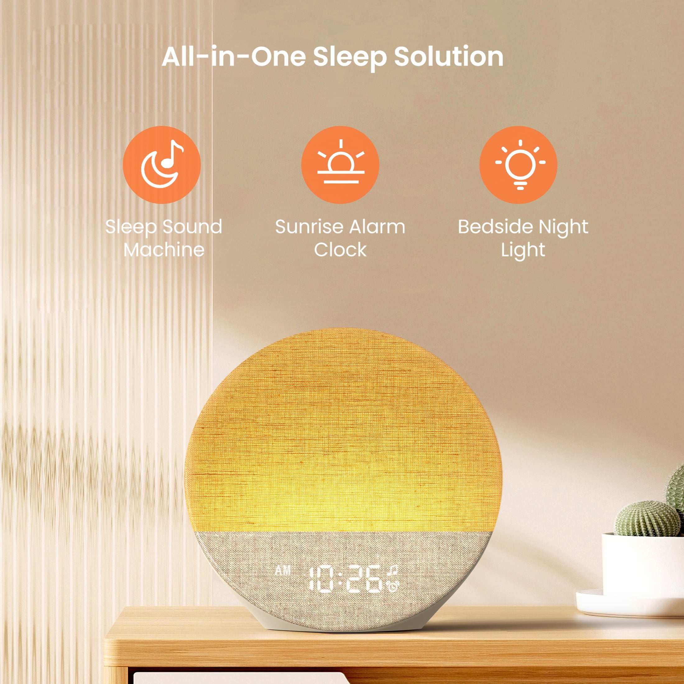 Dreamegg Sunrise Alarm Clock & Sound Machine with Dimmable Night Light for Bedrooms