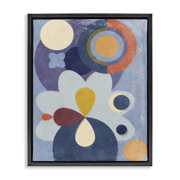 Stupell Industries Eclectic Blue Retro Shapes Black Floating Frame Canvas Art, 17 x 21, by Victoria Barnes