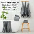 thumbnail image 3 of Beartech 6 Pack Bath Towel Set,Microfiber Towel Set,2 Bath Sheet,2 Hand Towel,2 Washcloth,Ultra Soft & Quickly Dry Bathroom Towel Set,Plush Highly Absorbent Shower Towel For Hotel Spa-Dark Gray, 3 of 8