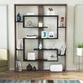 thumbnail image 2 of Esteban Geometric Open Shelves Bookcase, Walnut & Black, 2 of 7