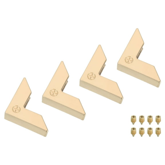 Uxcell 4 Pack Purse Corner, Corner Protector Decorative Buckle Handbags Clip Edges Handbag for DIY Craft Making, Brass