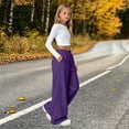 thumbnail image 6 of UACY Girls Wide Leg Sweatpants High Waisted Baggy Sweat Pants for Teen Girls Kids Loose Fit Straight Leg Joggers Drawstring Pockets (Purple, 5-6 Years), 6 of 9