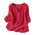 thumbnail image 4 of GZWYHT Embroidered Linen Tops for Women Peasant Blouses Cotton Tunic Tops Linen Tops for Women Cotton Boho Tops Gauze Shirts Gauze Tops Embroidered Blouses Plus Size Tops Linen Summer Blouses Red XL, 4 of 9