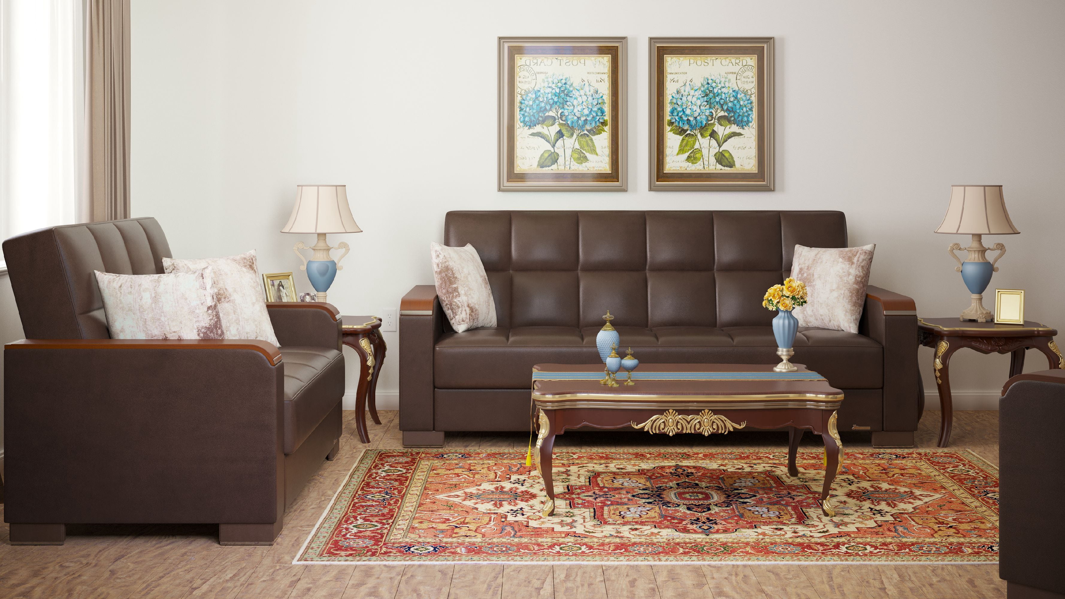 Ottomanson Origins X Sofa Bed with Storage 74", Brown Leatherette