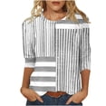 thumbnail image 2 of Njagoc3 Womens Fashion Printed T-shirt 3/4 Sleeves Blouse Round Neck Casual Blouse Tops, 2 of 6