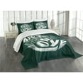 thumbnail image 3 of Ambesonne Hippie Quilted Bedspread Set 3 Pcs, Grunge Art Words Circle, Queen Size, Dark Green White, 3 of 5