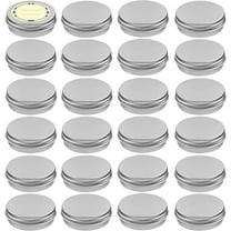 24 Pcs Aluminum Round Cans with Lid and Labels,1 Oz Metal Tins Food Candle Containers with Screw Tops for Crafts, Food Storage, Aluminum Tin Cans for Beard Balms, Candles (Silver)