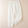 thumbnail image 6 of Women's High Waist Lace Patchwork Boho Pants Elastic Waist Loose Casual Cropped Harem Trousers, 6 of 6