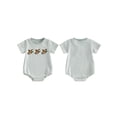 thumbnail image 2 of BemeyourBBs Newborn Baby Boy Mallard Duck Outfits Waffle Knit Bubble Romper Cute Infant Summer Clothes Short Sleeve Duck Embroidery Bodysuit Playsuit, 2 of 9
