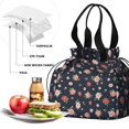 thumbnail image 4 of Pioneer Flower Floral Print Pattern Drawstring Lunch Bag Women - Drawstring Lunch Bag Insulated for Work Office - Stain-Resistant Large Lunchbags for Women with Multi-Pockets, 4 of 6