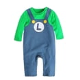 thumbnail image 2 of Super Mario Bros Baby Cosplay Crawling Suit Romper Jumpsuit Mario Luigi Cosplay Costume Hat Set V, 2 of 3