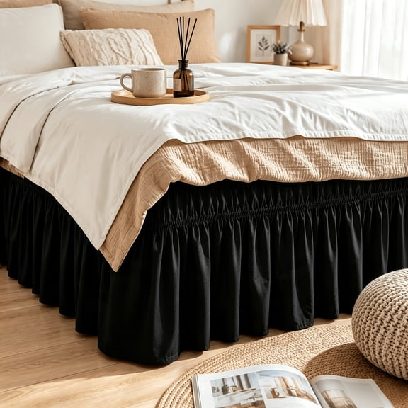 Twin Ruffled Bed Skirt, Adjustable Elastic, Fade Resistant & Wrinkle Resistant, 15 Inch Drop, Machine Washable For Easy Care