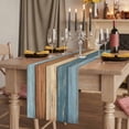 thumbnail image 2 of Table Runners 72 Inches Long Dress Scarves, Farmhouse Blue Brown Farmhouse Kitchen Table Runner, Coffee Tablerunners, Vintage Wooden Striped 14x72 Inch, 2 of 9