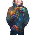 thumbnail image 2 of Bingfone Neon Seahorse Underwater Realm Pattern Youth Classic Hoodies Soft Hooded Pullover Sweatshirts for Girls and Boys, 2 of 6