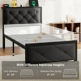 thumbnail image 6 of iPormis Twin Bed Frame with Storage Drawers, Linen Upholstered Headboard Platform Bed with Charging Station, No Box Spring Needed, Metal Slats Support, Noise-Free, Easy Assembly,Black, 6 of 8