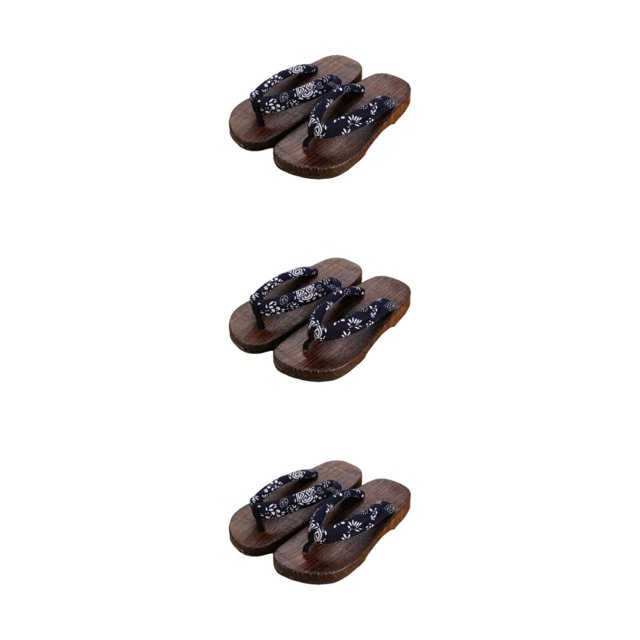 ZheElen Japanese Clogs Slippers Geta Sandals Flip Flops for Men Women 36 Blue Round Size 41 3Set