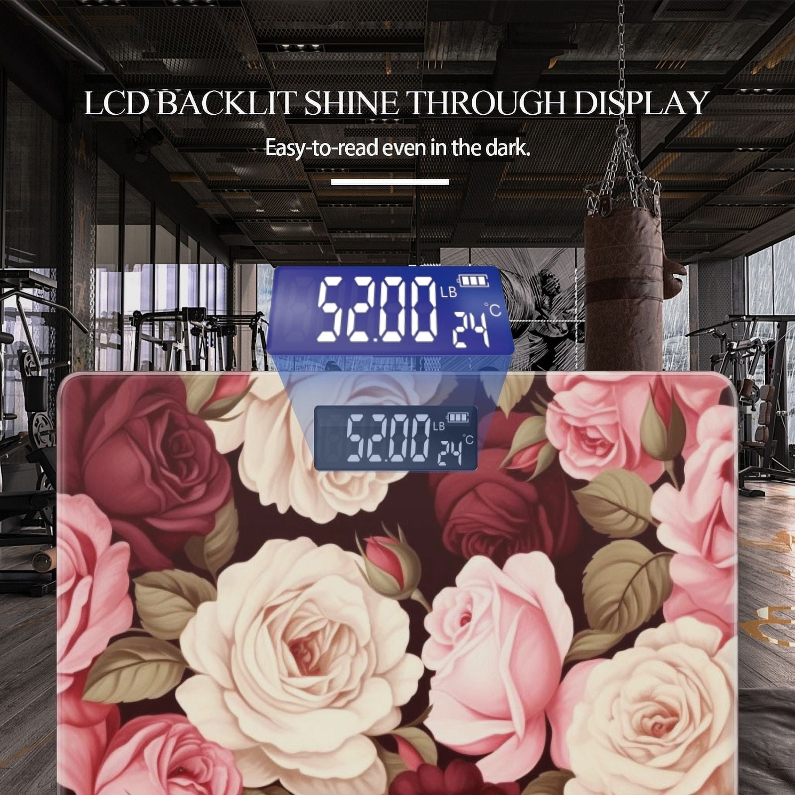 Bathroom Scale, Highly Accurate Digital Body Scale,Precisely Measures Weight up to 400 lbs-Roses In Different Shades Of Pink And Cream