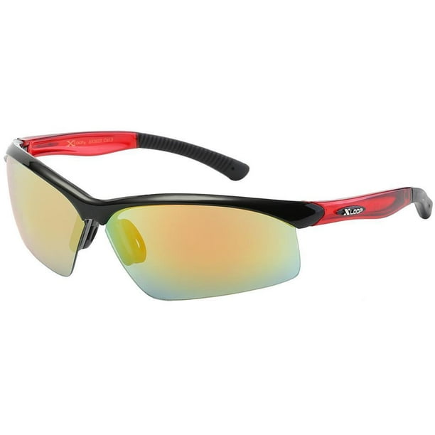 Sunny Shades Mens Mirrored Lens Full Frame Wrap Around Sport Cycling Baseball Sunglasses
