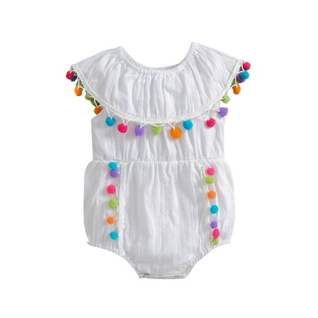 

Binpure Baby Girls Summer Cotton Romper Toddler Sleeveless Ruffle Collar Bobble Bodysuit