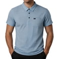 thumbnail image 2 of COSFO Casual Mens Polo Shirts Short Sleeve Business Plaid Shirt Loose Fit with Pocket Pullover Collared Work Tops, 2 of 8