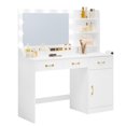 thumbnail image 1 of White Vanity Desk with LED Lighted Mirror & Power Outlet 3 Drawers for Bedroom, 1 of 7