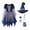Blue, variant on NOLDARES 4 Piece Girls Witch Halloween Set Sequin Tulle Witch Dress with Wizard Hat Candy Bag Kids Dress Up Performance Sets(Blue,8-10 Years )
