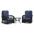 thumbnail image 3 of Maybelle Ensemble de 3 Pcs de Chaises de Patio Pivotantes en Rotin avec Petite Table, 3 of 9