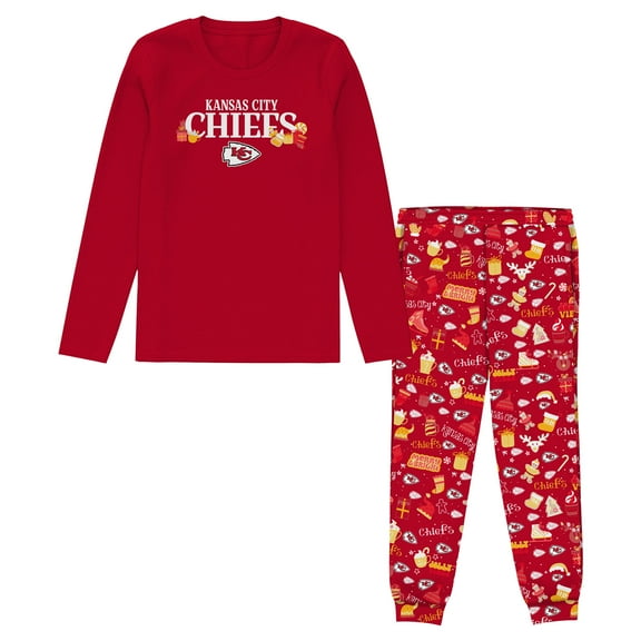 Toddler Outerstuff Red Kansas City Chiefs Chestnut Holiday Sleep Set